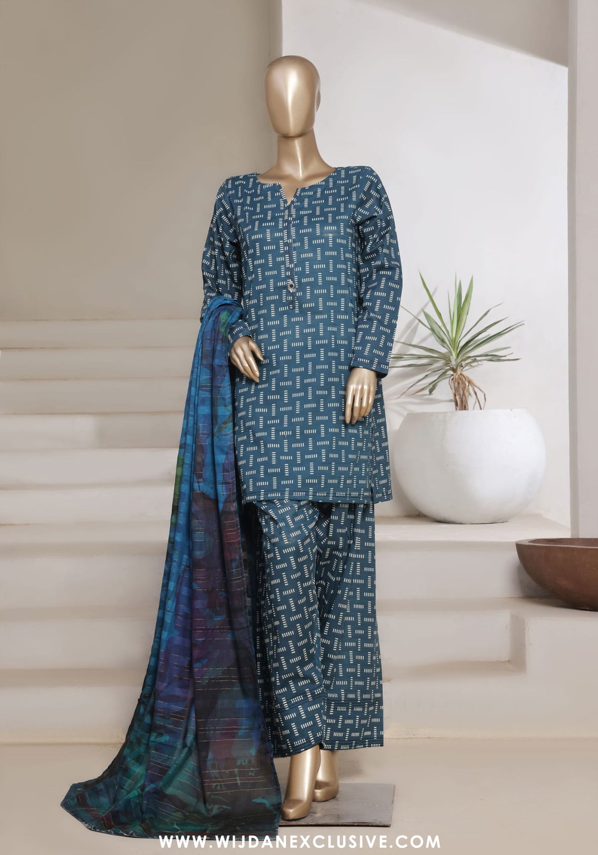 Sadabahar Stitched Printed Cotton Farshi Shalwar Collection - 2025 Vol-02 (Blue)