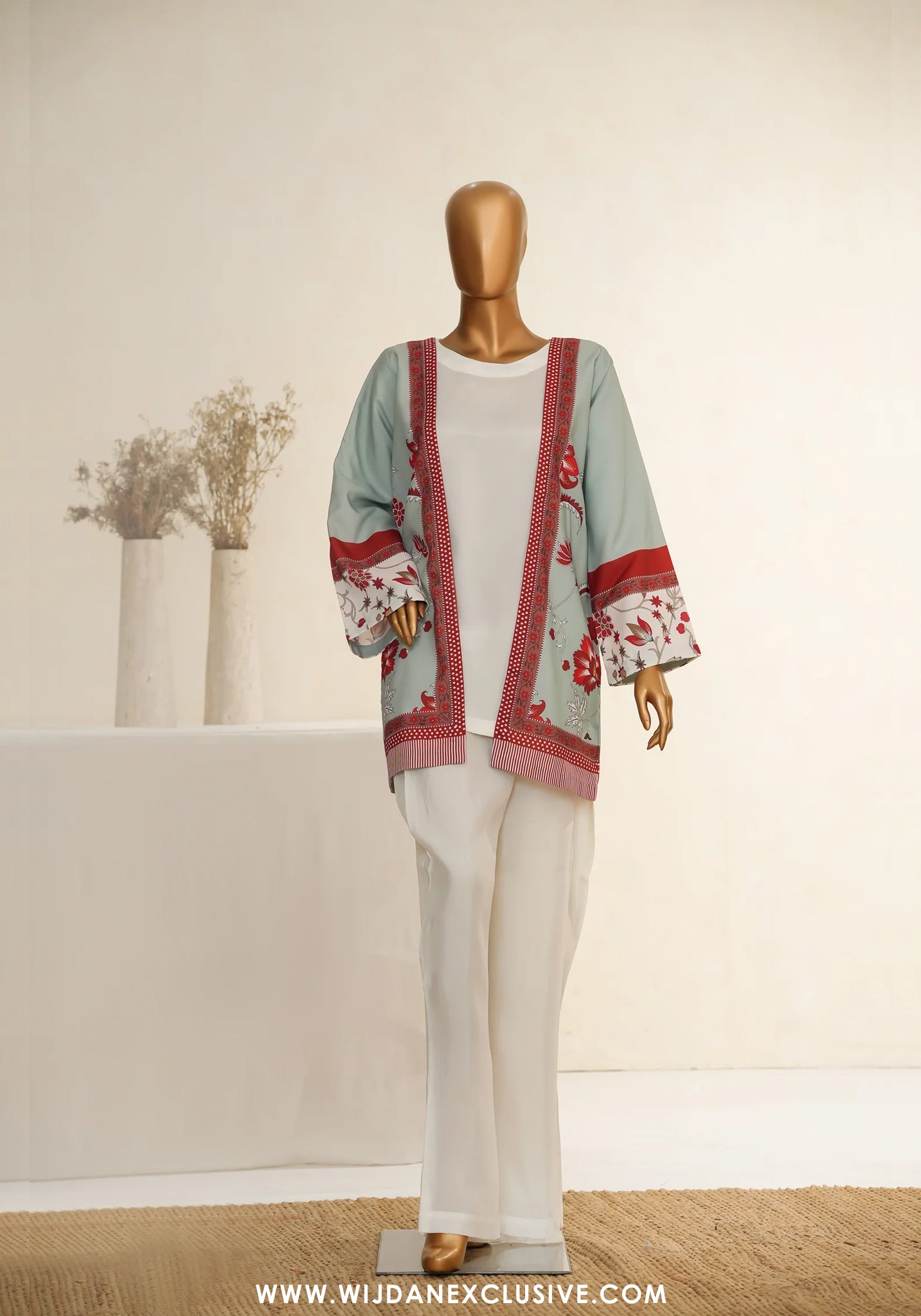 Zehaina by Amna Khadija | RTW Digital Printed Poly Swiss Coat Collection - 2025 (LIGHT BLUE)