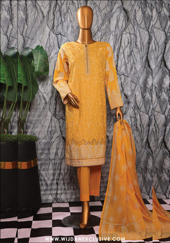 HZ Exclusive Unstitched Mid Summer Embroidered Slub Lawn - 2025 EMC-35