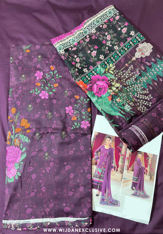 Suzaina Unstitched Printed Embroidered Lawn Collection - 2025 by Wijdan ART-01
