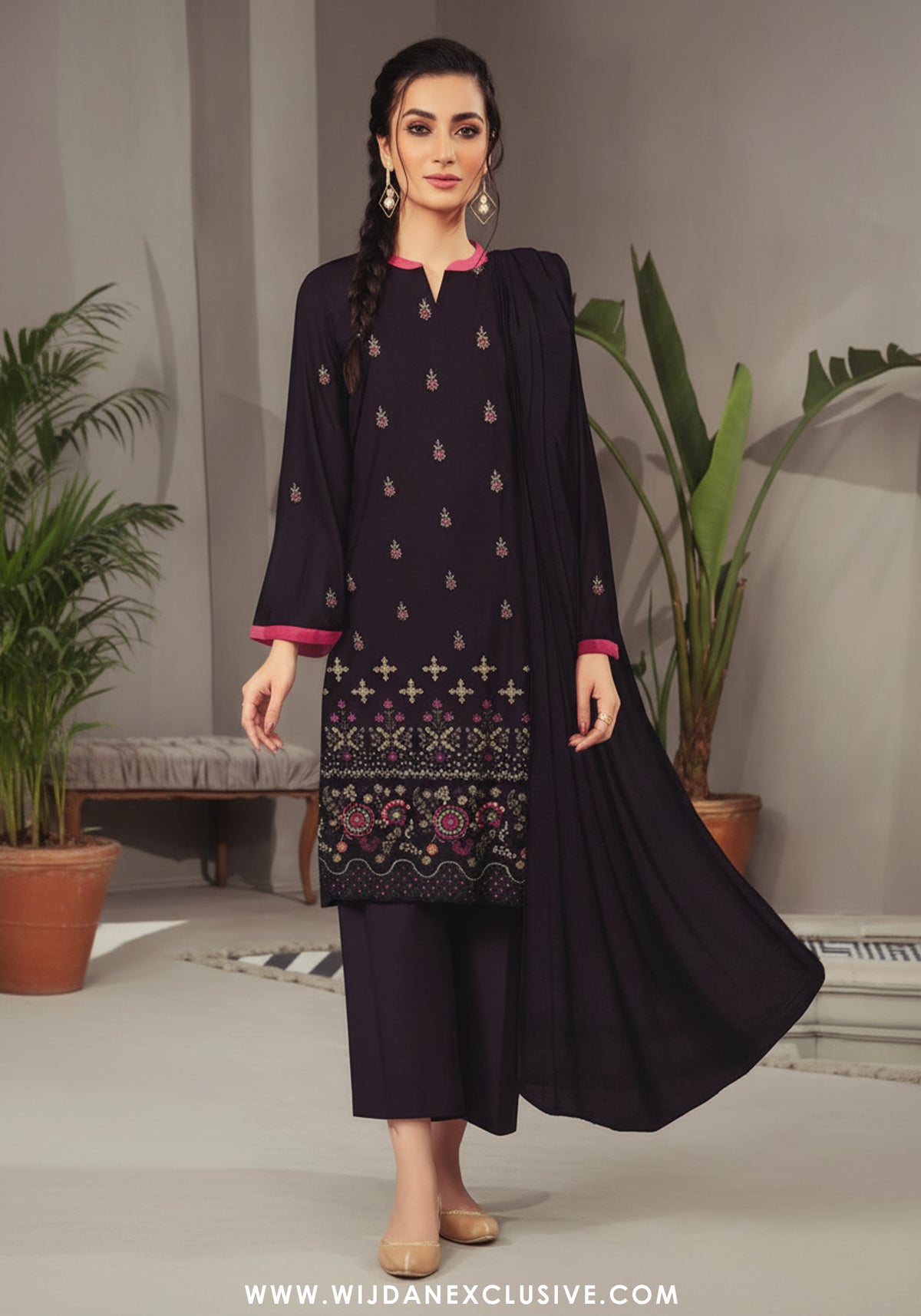 Anam by Wijdan Unstitched Fancy Dhanak Collection - 2025 D-03