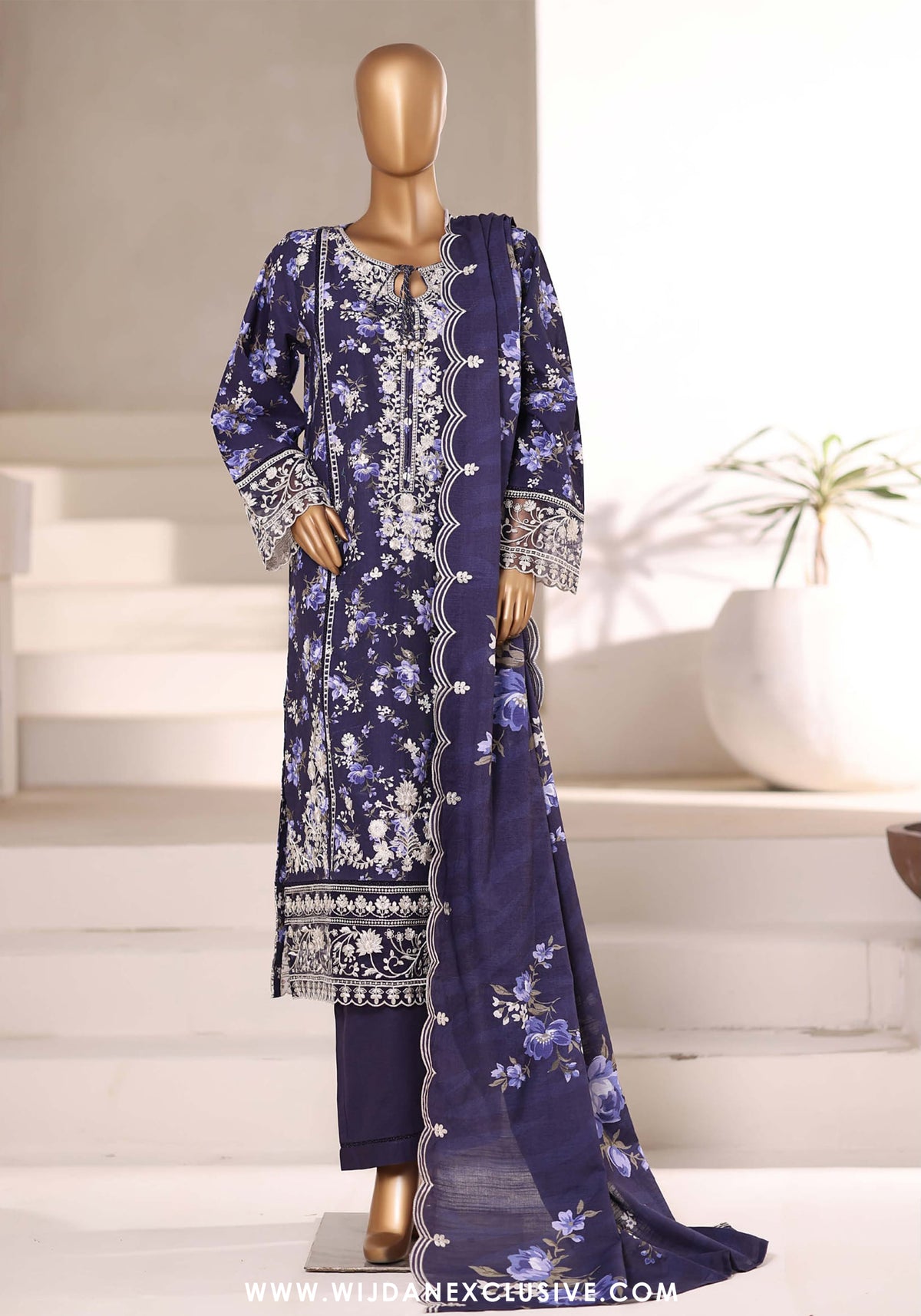 Sadabahar Signature Stitched Embroidered Khaddar Collection - 2025 (BLUE)