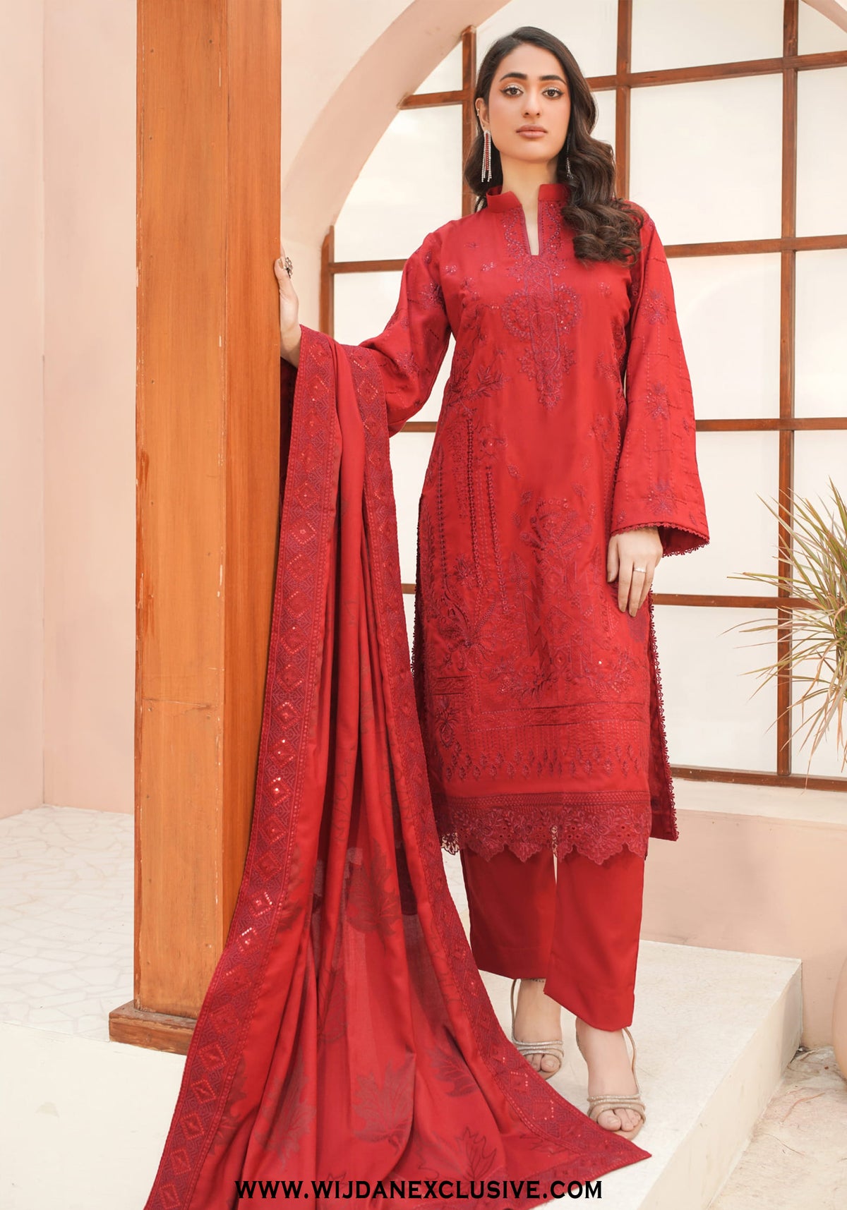 Marjjan Unstitched Embroidered Winter Vol-02 Collection - 2025 (MRW-531-RED)