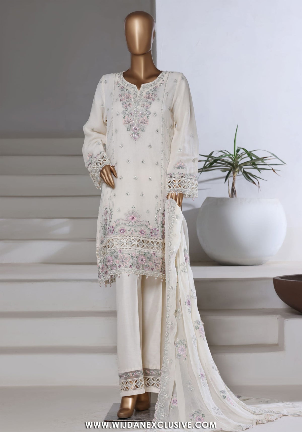Afsanay by Sadabahar | Stitched Luxury Chiffon Vol-15 Collection - 2025 (CREAM)