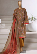 Sadabahar Stitched Printed Khaddar Shimmer Collection - 2025 (BROWN)