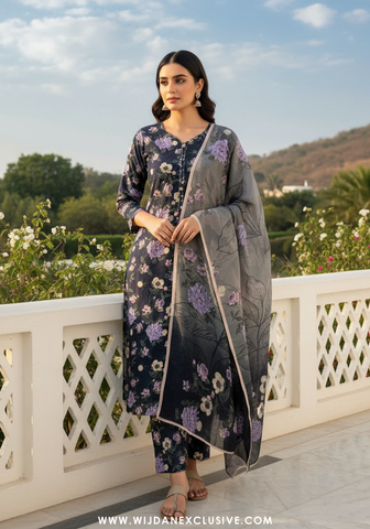 Wijdan Unstitched Printed Viscose Winter Collection - 2025 (PURPLE)