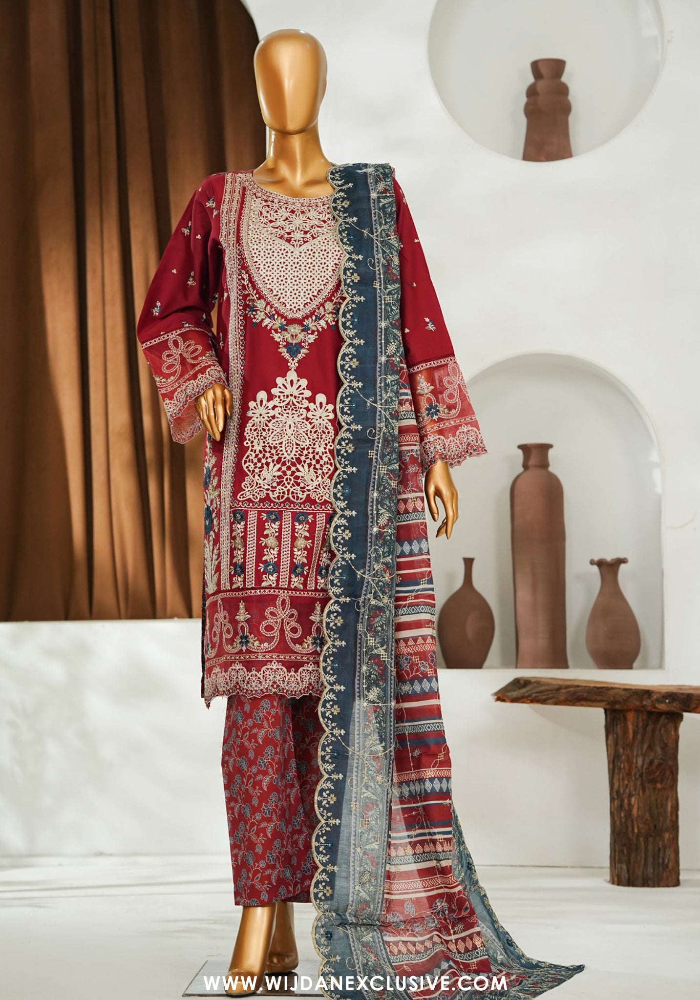 Bin Saeed Stitched Luxury Embroidered 3pc Vol-II Collection - 2026 (D-04)
