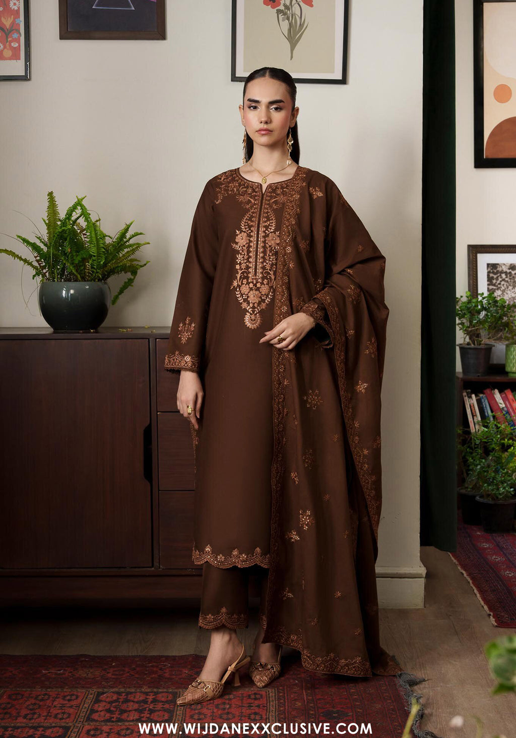RajBari Stitched Eid Pret Exclusive Embroidered 3PC Collection - 2026 (ROUGE)