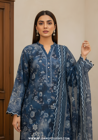 Amarah by Wijdan | Unstitched Embroidered Viscose Self Collection - 2025 (BLUE)