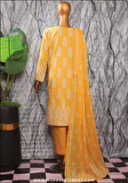 HZ Exclusive Unstitched Mid Summer Embroidered Slub Lawn EMC-35