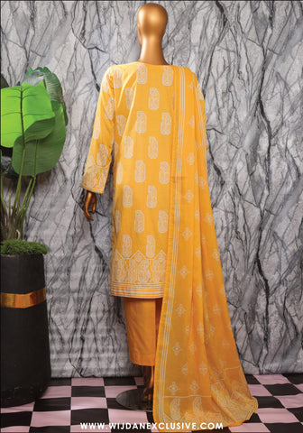 HZ Exclusive Unstitched Mid Summer Embroidered Slub Lawn - 2025 EMC-35