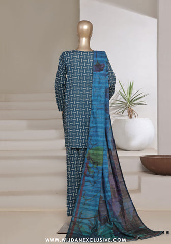 Sadabahar Stitched Printed Cotton Farshi Shalwar Collection - 2025 Vol-02 (Blue)