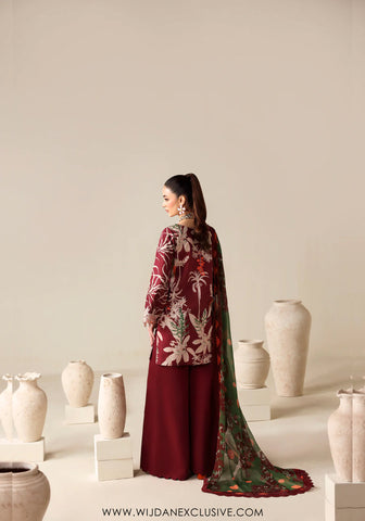 Zyrah by Naqsh | Unstitched Fall Winter Collection - 2025 DEEP RED - 00186