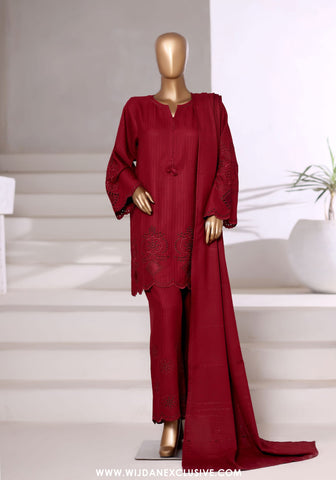 Vybe by Sadabahar | Stitched 3PC Dhanak Co-Ords Collection - 2025 (RED)