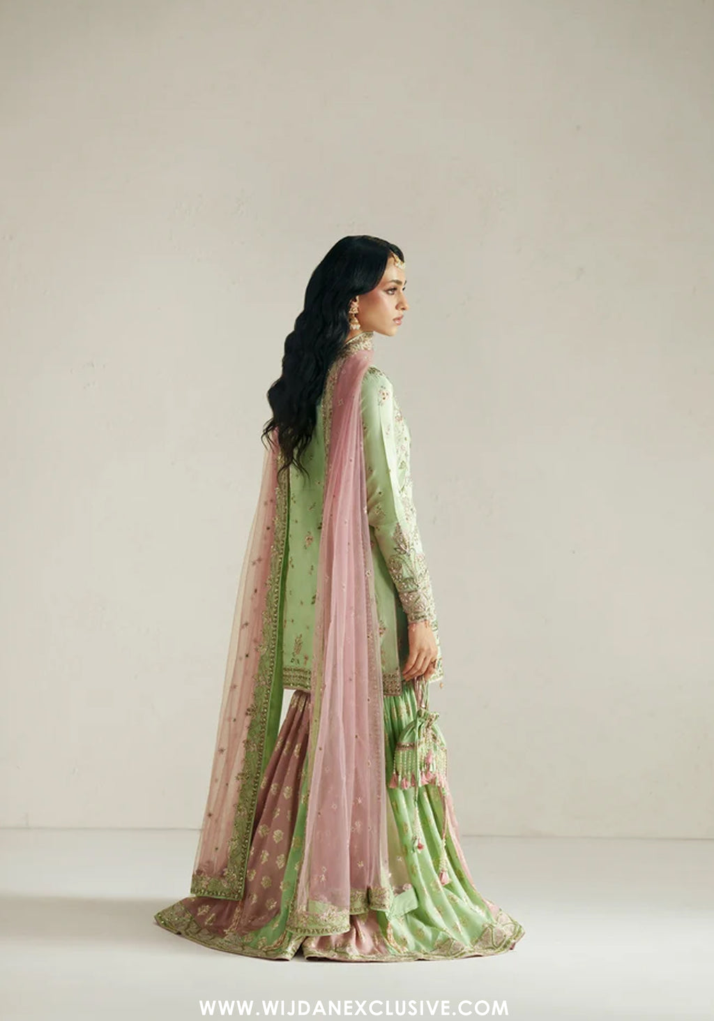Vera Unstitched Embroidered Festive Formal Collection'26 (Resham Mint Green Gharara Set)