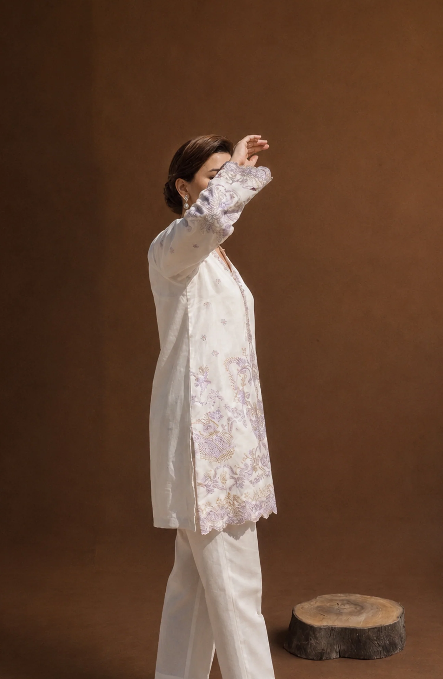 White Luxe by Amna Khadija | Stitched 2pc Embroidered Cotton Collection - 2026 (D-04)