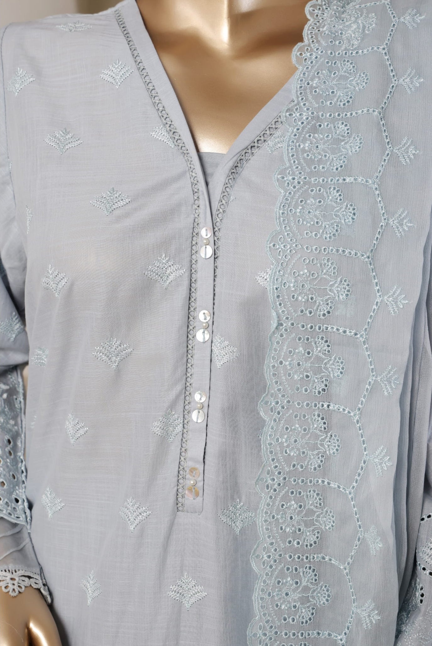Sadabahar Stitched Luxury Embroidered Chikankari Collection - 2025 (Sky)