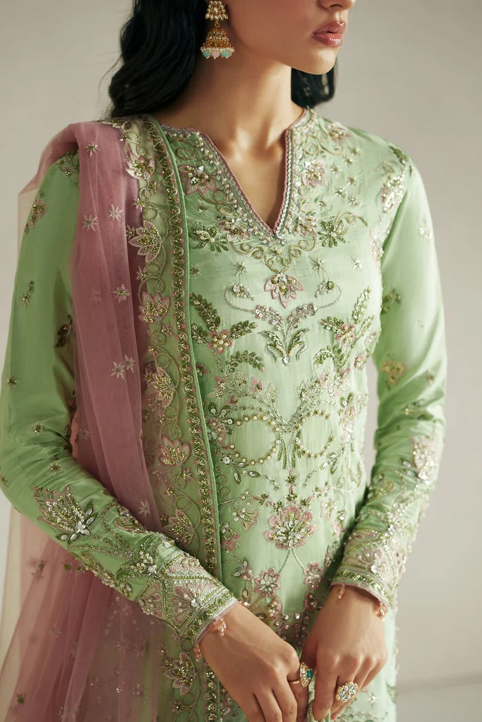 Vera Unstitched Embroidered Festive Formal Collection'26 (Resham Mint Green Gharara Set)