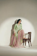 Vera Unstitched Embroidered Festive Formal Collection'26 (Resham Mint Green Gharara Set)