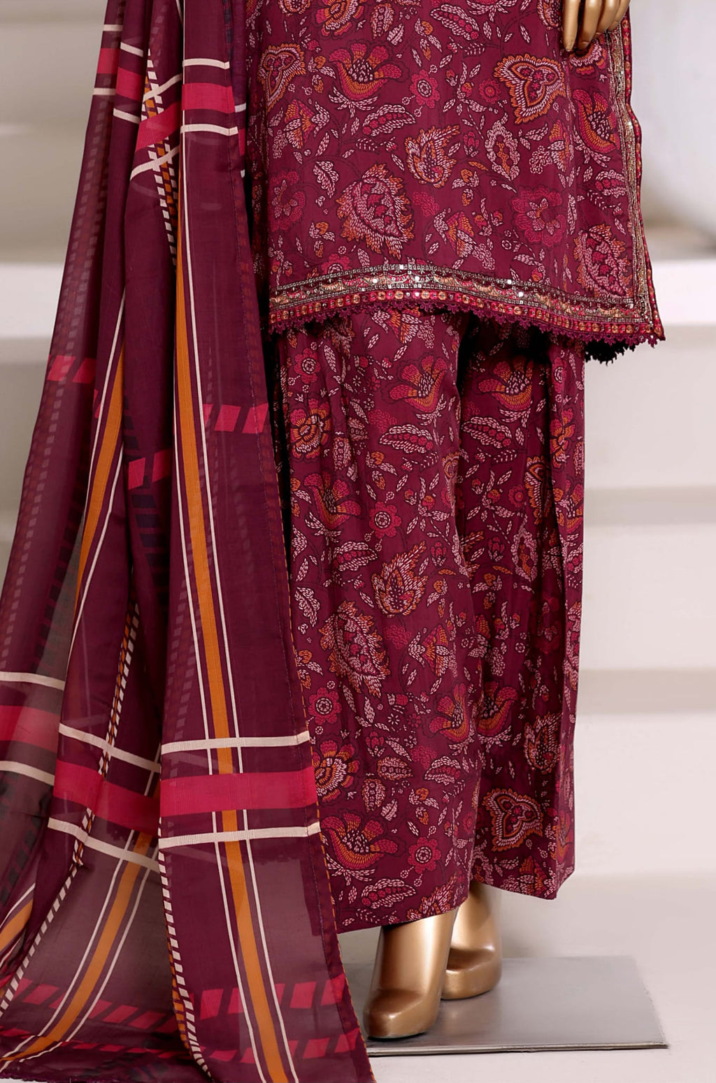 Malika by Sadabahar | Stitched Viscose Farshi Shalwar Vol-II Collection - 2025 (MAROON)