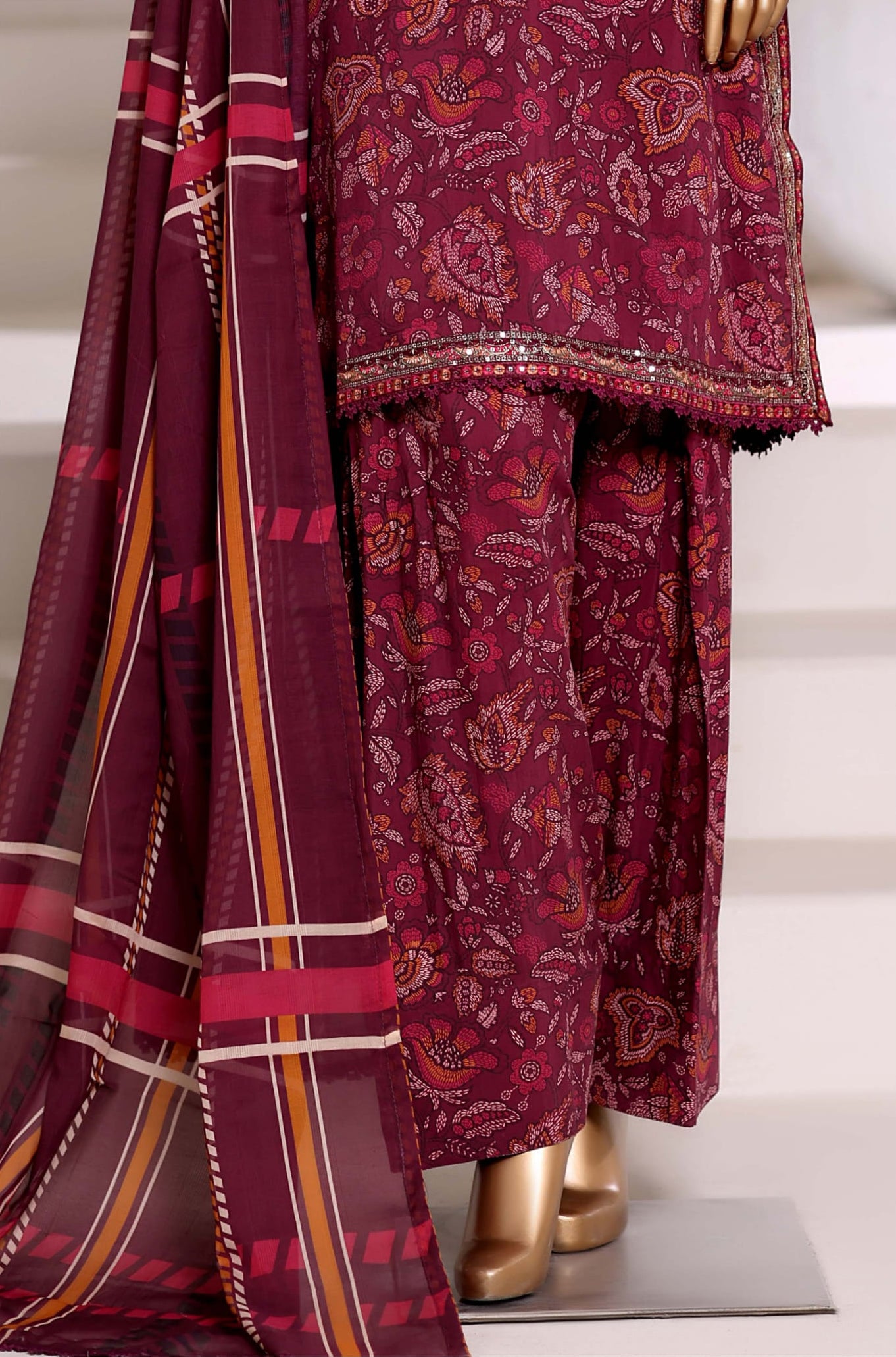 Malika by Sadabahar | Stitched Viscose Farshi Shalwar Vol-II Collection - 2025 (MAROON)