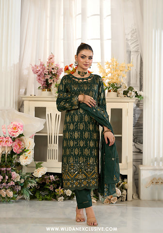 Zarqash by Wijdan | Unstitched Embroidered Broshia Cotton Collection - 2025 D-03
