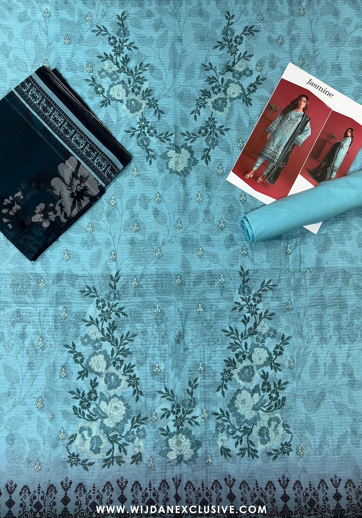 Jasmine Unstitched Doriya Digital Embroidered Lawn - 2025 by Wijdan D-01