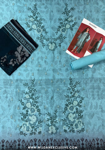 Jasmine Unstitched Doriya Digital Embroidered Lawn - 2025 by Wijdan D-01