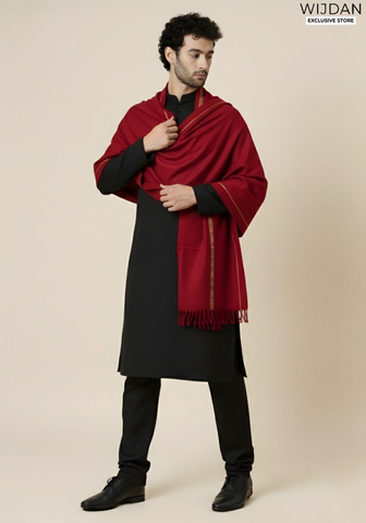 Wijdan Wool Mens Shawl Collection - 2025 (RED)