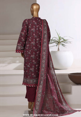 Sadabahar Stitched Printed Khaddar Shimmer Collection - 2025 (MAROON)