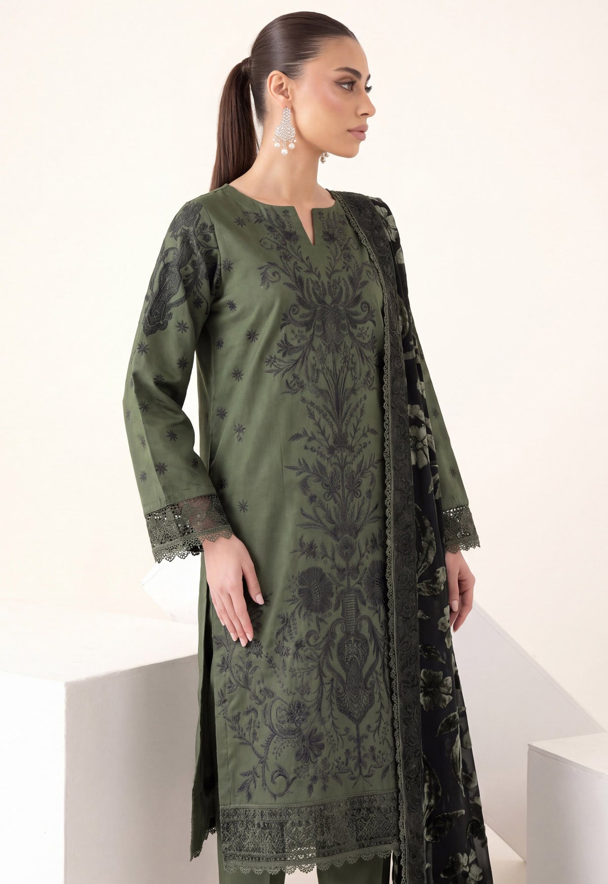 Saffron by Wijdan | Unstitched Embroidered Luxury Palachi Collection'26 (D-2545)
