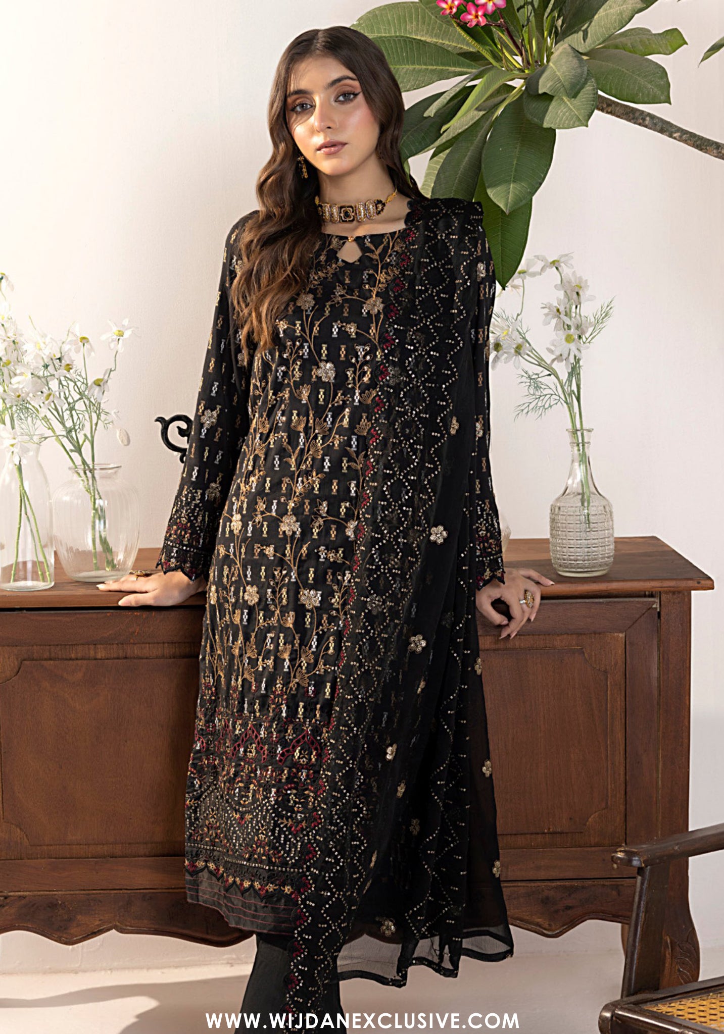 Tanisha by Wijdan | Unstitched Luxury Embroidered Broshia Cotton Collection - 2026 (D-05)