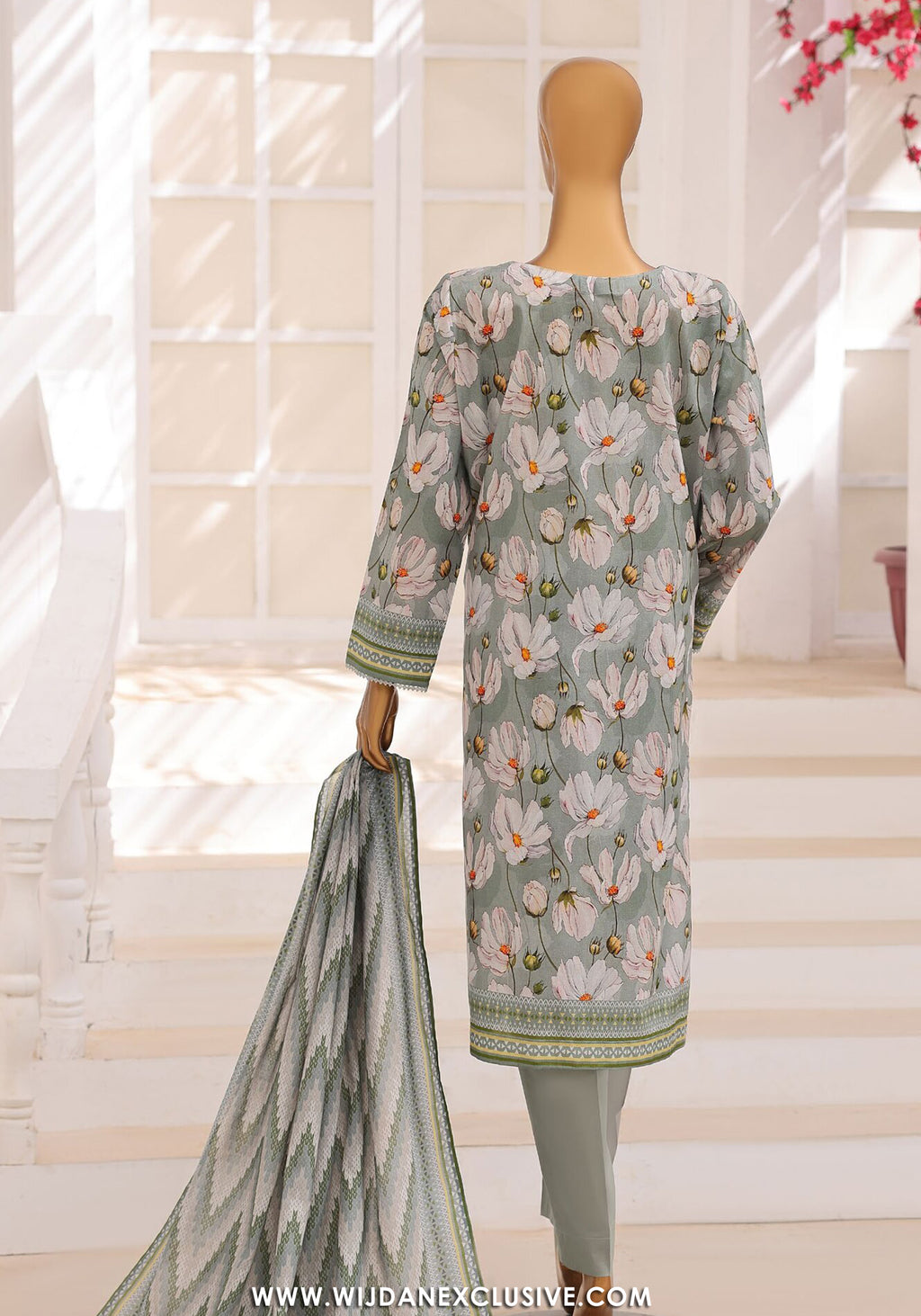 HZ Unstitched Platinum Floral Printed Lawn Collection - 2026 (D-05)