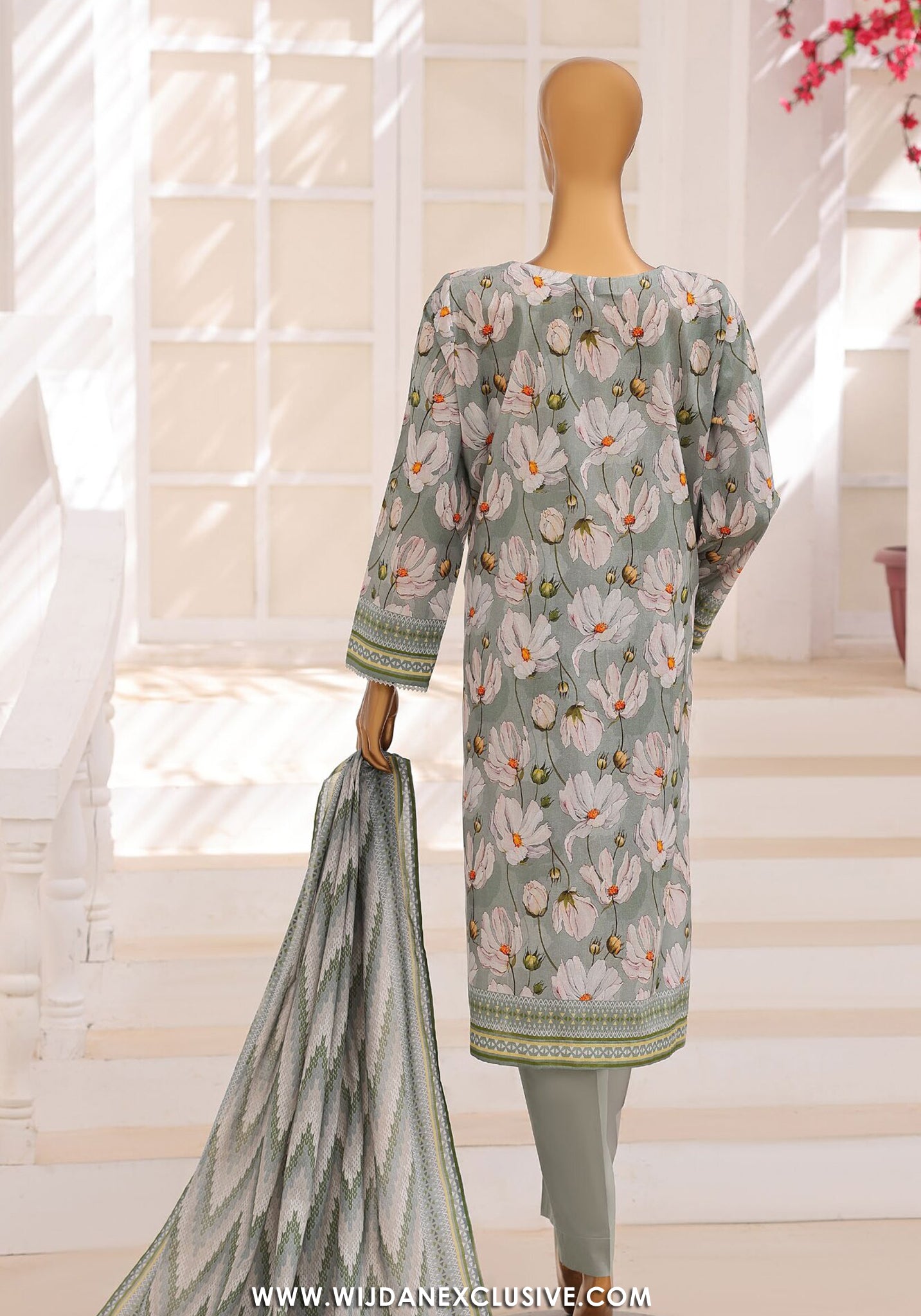 HZ Unstitched Platinum Floral Printed Lawn Collection - 2026 (D-05)
