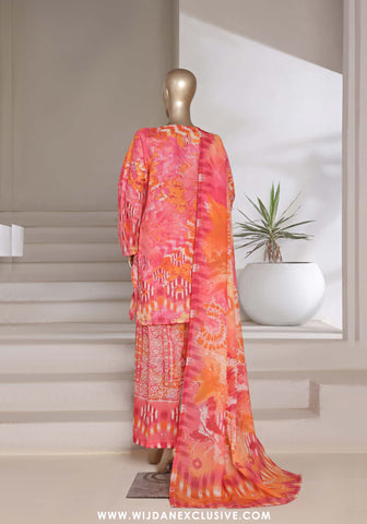 Sadabahar Stitched Printed Shimmered Cambric Summer Collection - 2025 (Pink)