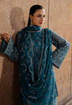 Lazawal by Lamisah | Unstitched Embroidered Formal Chiffon Collection - 2026 (TEAL ESSENCE)