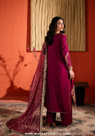 Neeshay Stitched Raw Silk Collection - 2025 RS-01 PURPLE