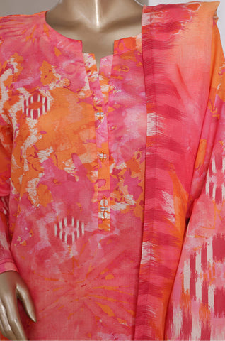Sadabahar Stitched Printed Shimmered Cambric Summer Collection - 2025 (Pink)