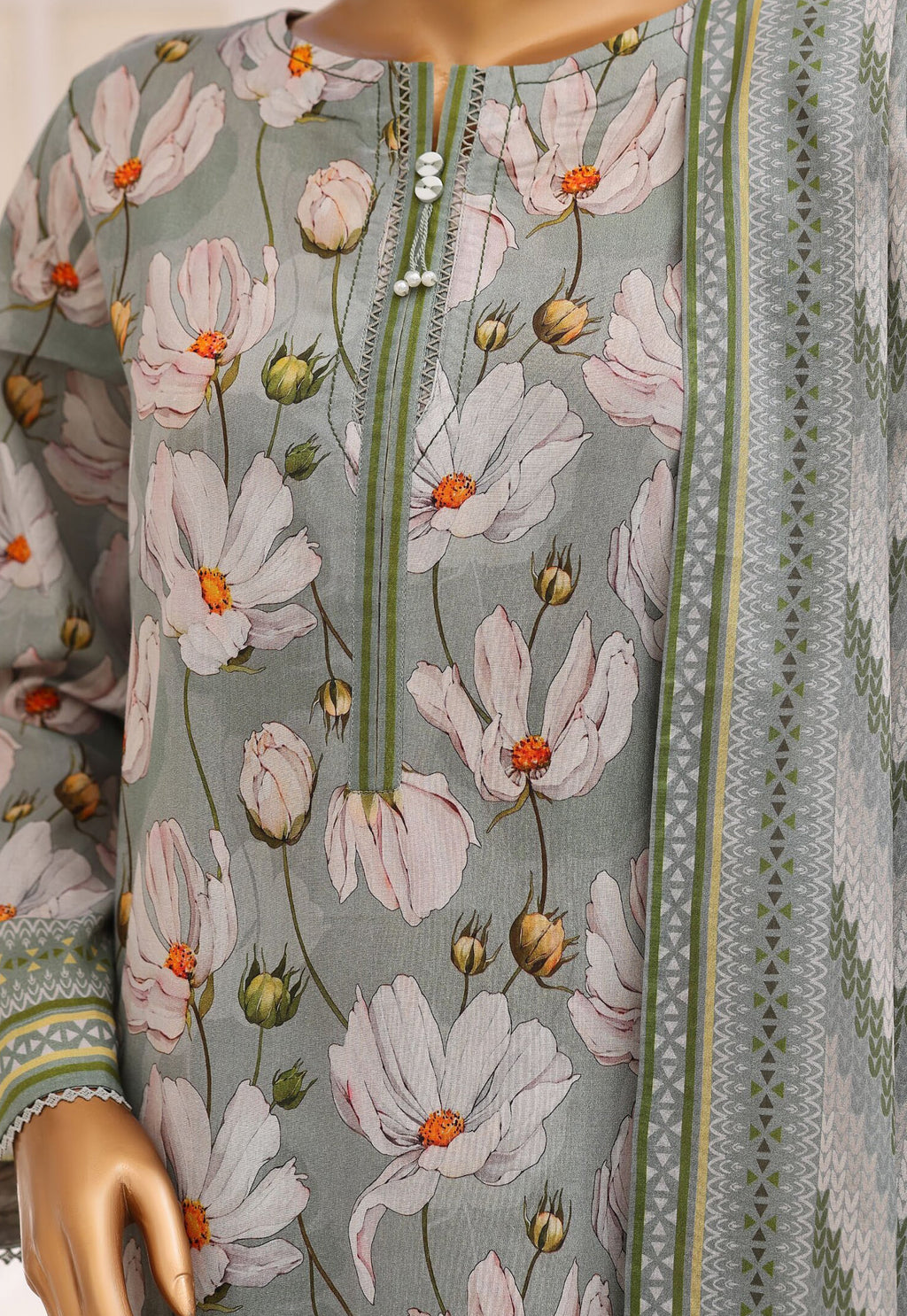 HZ Unstitched Platinum Floral Printed Lawn Collection - 2026 (D-05)