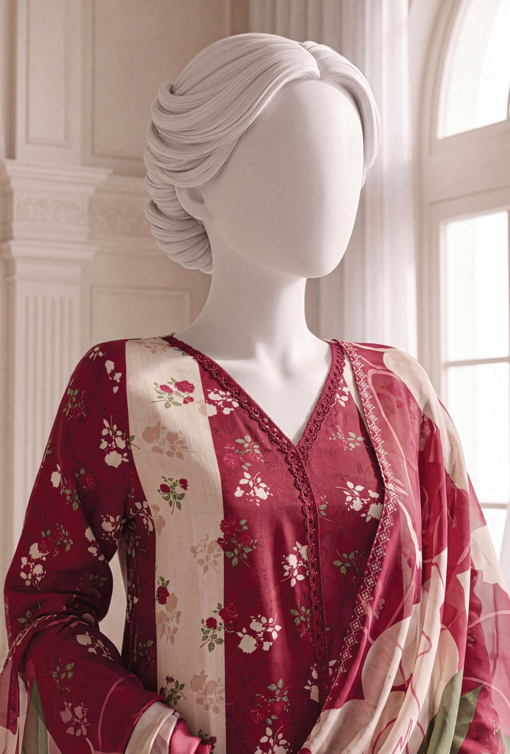 A Flowy Cut by HZ Textile | Stitched Printed & Emb Silk Collection'26 (D-05)