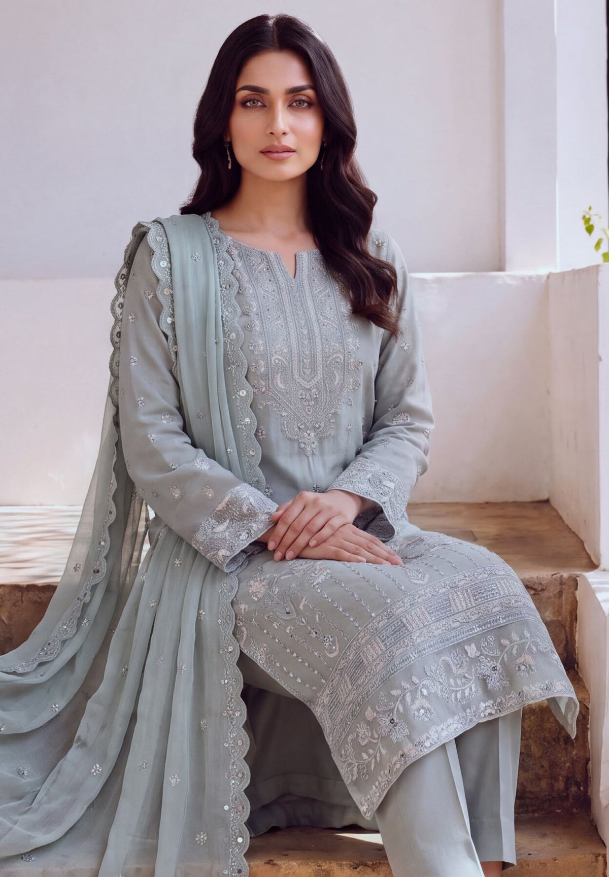 Chand Tara by Wijdan | Unstitched Exclusive Emb Cutdana Jacquard Collection'26 (D-05)