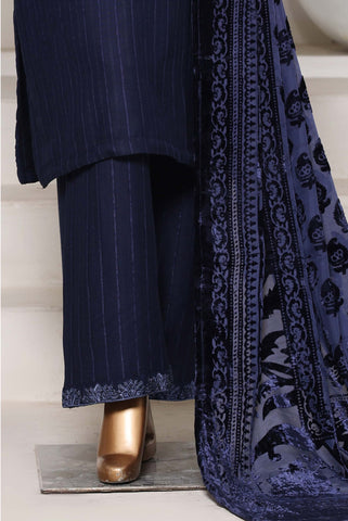 Sadabahar Stitched Luxury Dhanak with Palachi Shawl Collection - 2025 (BLUE)