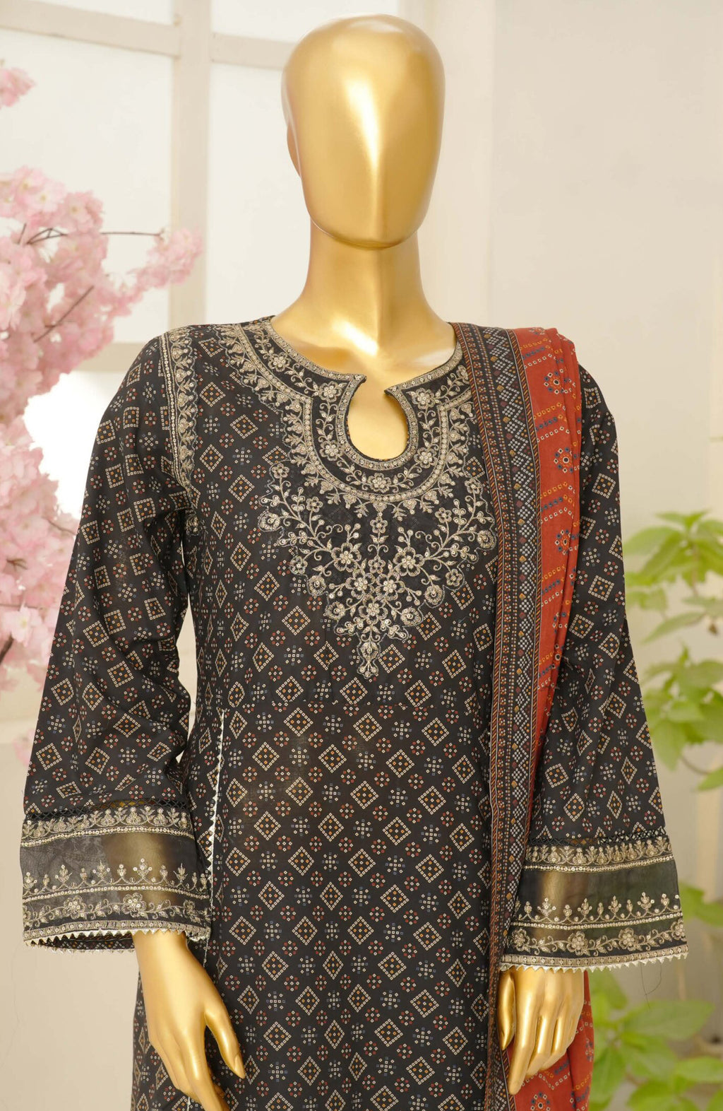 Bin Saeed Stitched Luxury Festive Embroidered Frock 3pc Collection - 2026 (D-05)
