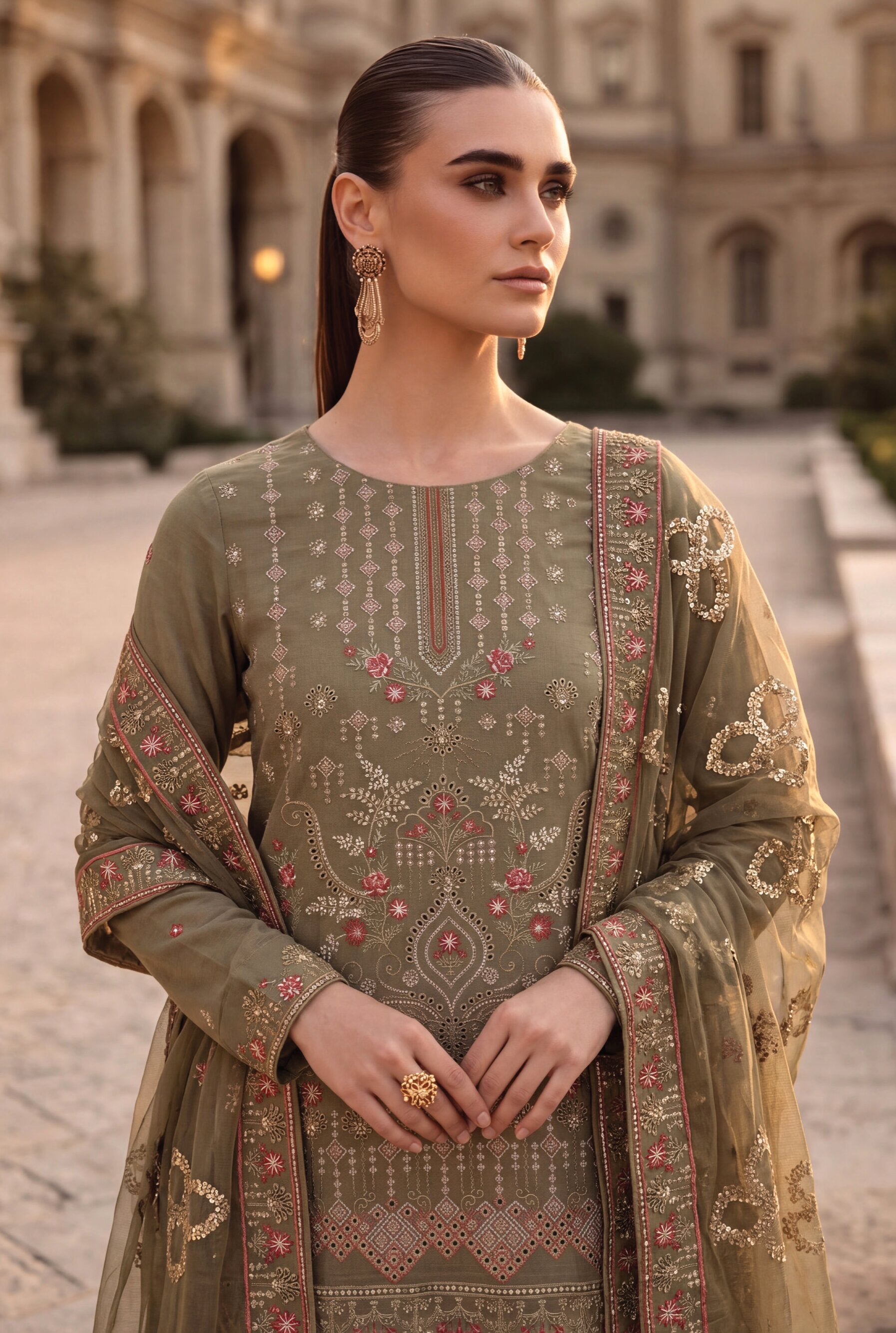 Dhamak by Wijdan | Unstitched Exclusive Formal Bana Dora Embroidered Collection - 2026 (D-05)