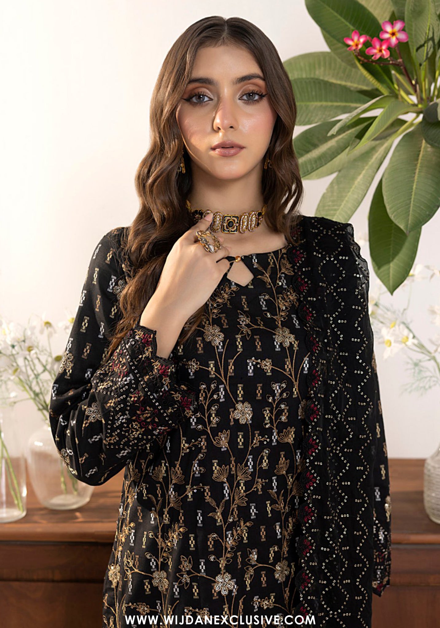 Tanisha by Wijdan | Unstitched Luxury Embroidered Broshia Cotton Collection - 2026 (D-05)