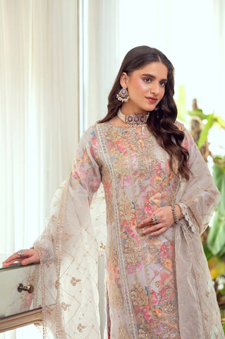 Zoraline by Bint e Noor | Stitched Fancy Embroidered Organza Collection - 2025 (WHITE)