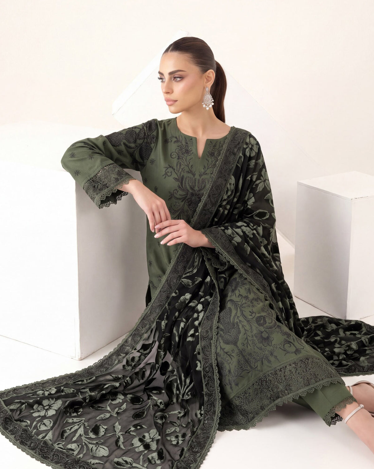 Saffron by Wijdan | Unstitched Embroidered Luxury Palachi Collection'26 (D-2545)