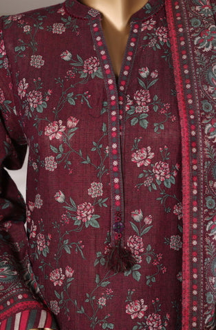 Sadabahar Stitched Printed Khaddar Shimmer Collection - 2025 (MAROON)