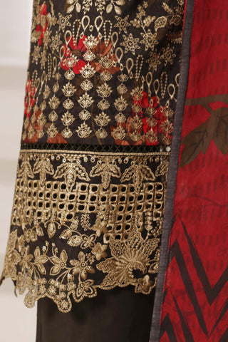 Sadabahar Signature Stitched Embroidered Lawn Collection - 2026 (DEEP CHARCOAL)