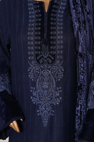 Sadabahar Stitched Luxury Dhanak with Palachi Shawl Collection - 2025 (BLUE)